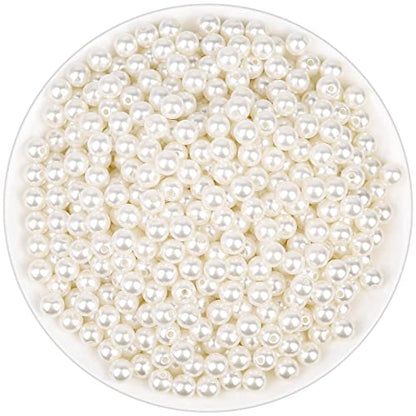 Anezus Ivory Faux Fake Pearls, 8 MM Sew on Pearl Beads with Holes for Jewelry Making, Bracelets, Necklaces, Hairs, Crafts, Decoration and Vase Filler, 800pcs - size: 8 MM