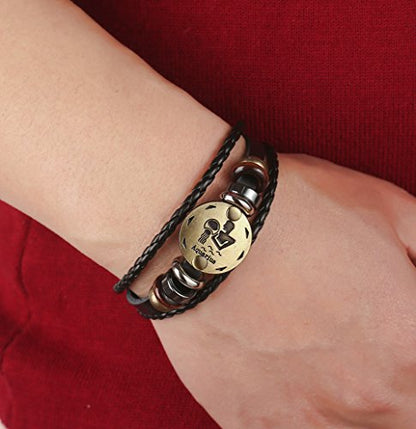 Punk Alloy Leather Bracelet for Constellation Braided Rope Bracelet Bangle - style: Aquarius