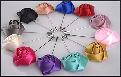 Gentleman's Essentials Premium Handmade Flower Lapel Pin Boutonniere - color: Candy Red [Rose Bud]