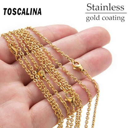 20 Pack Necklace Chains Gold Plated Stainless Steel Cable Chain Necklace Bulk for Jewelry Making, 16 Inches - size: 16 Inches
