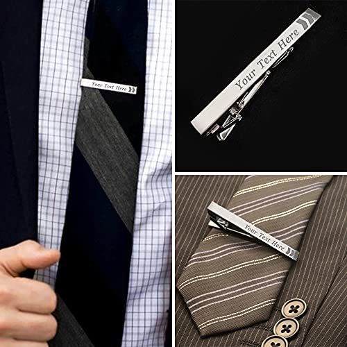 Personalized Tie Clips Pin for Men Engraved Exquisite Stainless Steel Personalized Gift for Best Man Usher Dad Boyfriend Husband Wedding Birthday Engagement with Box
