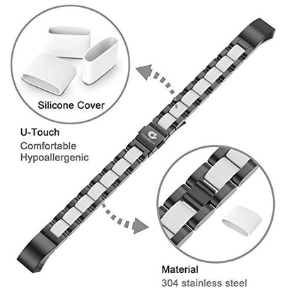 Compatible with Alta Bands Metal, Special Edition Replacement for Alta HR Stainless Steel Bands Adjustable Accessory Wristband Small Large for Alta Bracelet Women Men - color: C1-Black-White