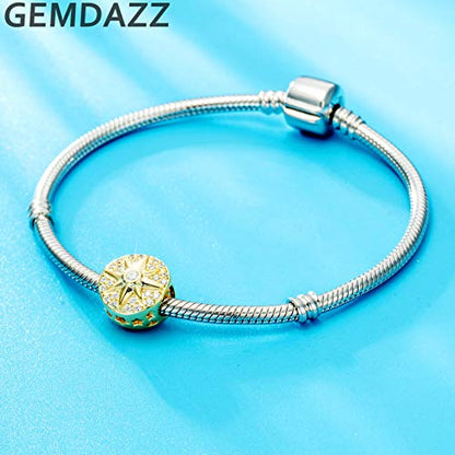 GEMDAZZ 925 Sterling Silver Valentines Day Charms Heart Charms, I Love You to The Moon and Back Pendant, Cupid Arrow and 4 Leaf Clover Beads fit European Bracelets, Gift for Lover/Wife/Girls - color: Golden Meteorite Star Charms