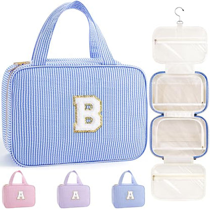 TOPEAST Bridesmaid Proposal Gifts - Bridal Shower Gifts, Hanging Toiletry Bag for Women, Personalized Travel Gifts for Women, Monogrammed Initial Toiletry Pouch Makeup Bag - Letter B, Blue - color: Blue, style: B