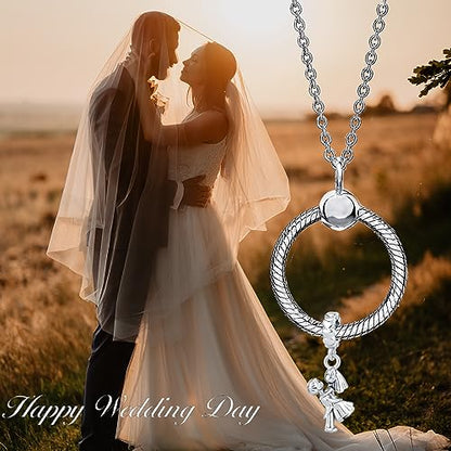 Bow Royal Crown Married Couple Wine Bottle Lock Key Arrow Heart Dangle Charm Bead for Pandora Bracelet … - style: Married Couple