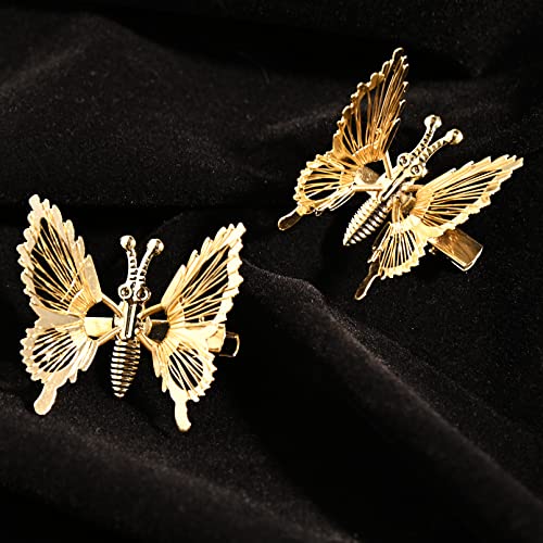 DEEKA 12 PCS Moving Butterfly Clips 3D Metal Gold Silver Black Moving Wings Butterfly Hair Accessories 90s Hair Clips Barrette for Women and Girls -4 Color - color: Gold/Silver/RoseGold/Black