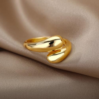Roe Dolph Chunky Gold Rings for Women Stackable Statement Ring Set | Mixed sculptural shapes and polished surfaces create bold stacking combinations for parties dinners and everyday outfits - color: A1