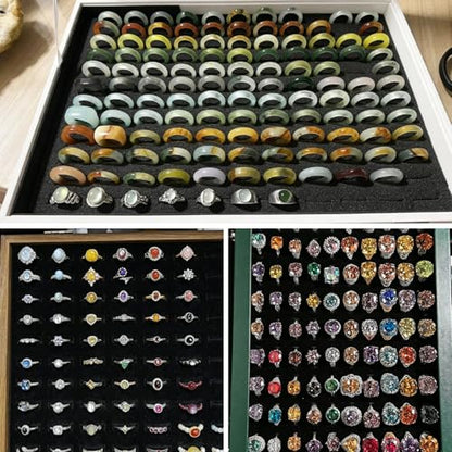 6 Pack Black Velvet Ring Organizer Foams, 100 Slot Earring Storage Box, 11 x 7 x 0.5 In Earring Jewelry Ring Inserts Foam Tray Velvet Jewelry Box for Drawer Dresser Store Boutique Display