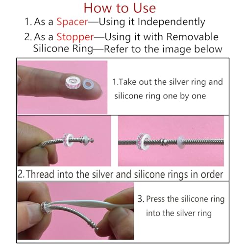 Clip Stopper Charms Sterling Silver Rondelle Spacer Bead Charm Stopper Charm for Pandora Charm Bracelets - color: Blue ( 1pcs )