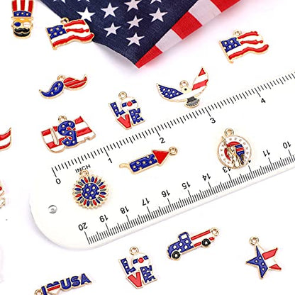 SANNIX 110Pcs Independence Day Charms, Patriotic Charms 4th of July | Red White Blue Charm, American Flag Charm, for Bracelets Necklaces Earrings Making - style: Patriotic Charms