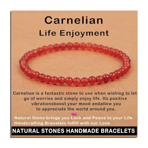 AD Beads Handmade Gemstone Stretch Elastic Bracelet Crystal Healing Reiki Nature's Beauty and Spiritual Essence Unisex (6mm, Carnelian (Life Enjoyment)) - color: Carnelian (Life Enjoyment), size: 6mm