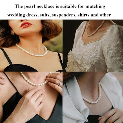 Pearl Choker Necklace for Women, 4/6/8/10mm White Imitation Pearl Necklace, Round Faux Glass Pearl Necklace, Pearl Necklace, Elegant Wedding Parties Pearl Necklace - color: Diameter of Pearl 10mm