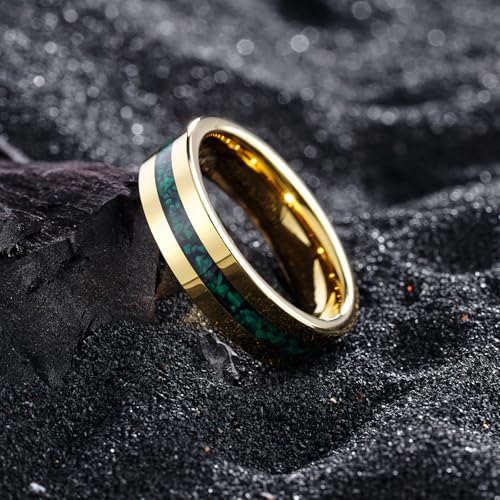 King Will Wood Wedding Band Wood Inlay for Men - color: Gold-6mm