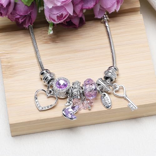 DS Charm Bracelets for Girls Adjustable Silver Stainless Steel Gift Box | Cute Cartoon Charms,Friendship Jewelry,Birthday Gifts,Teen Kid Fit, Tarnish Resistant,Stackable Trendy Daily Wear - style: Silver-Swan