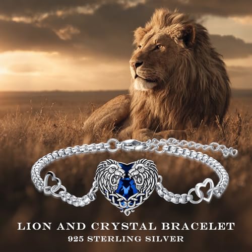 Animal Bracelet for Women 925 Sterling Silver Celtic Dragon/Horse/Wolf Bracelet Adjustable Bracelet Cute Animal Jewelry Gift for Women - style: Lion Bracelet