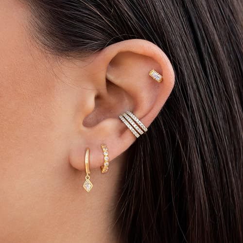 Ear Cuffs Non Piercing Ear Cuff Earrings for Women Gifts Trendy Stuff Clip on Cartilage Earrings Stacks Fake Earrings Jewelry Gifts - color: F:2pcs Rhinestones gold cuff earrings