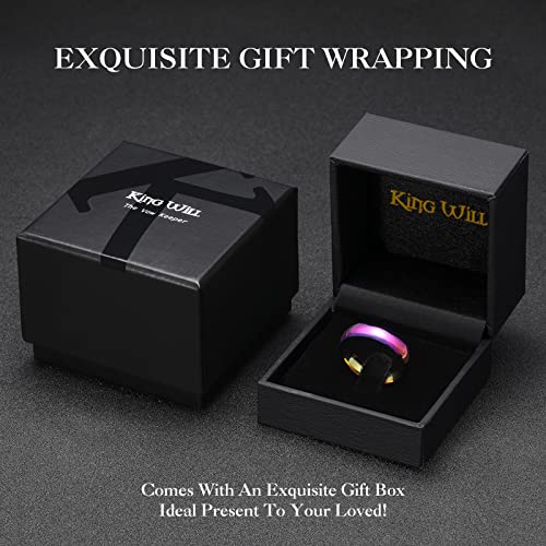 King Will Men's Women's Tungsten Carbide Ring 24k Gold Plated Rose Gold Plated Domed Polished Finish Wedding Band | Gold/Rose Gold, 1.5mm/2mm/4mm/6mm/8mm, Polished, Everyday Wear - color: Rainbow 6mm
