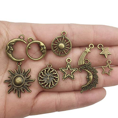 100g (About 80pcs) Craft Supplies Celestial Collection Charms Pendants for Crafting, Jewelry Findings Making Accessory for DIY Necklace Bracelet (M081) - color: M081