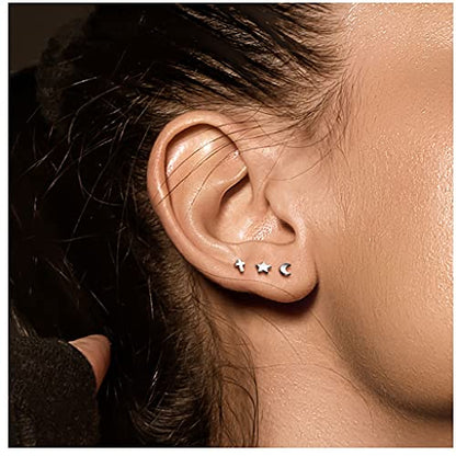 Pierced Owl 16GA Extra Petite 6mm Barbell F136 Implant Grade Titanium Internally Threaded Flat Star Top Flat Back Labret Stud - style: Black
