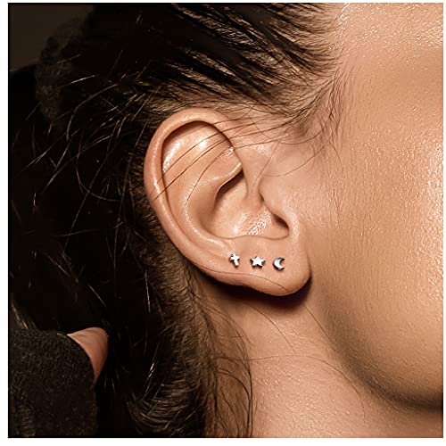 Pierced Owl 16GA Extra Petite 6mm Barbell F136 Implant Grade Titanium Internally Threaded Flat Star Top Flat Back Labret Stud - style: Silver Tone