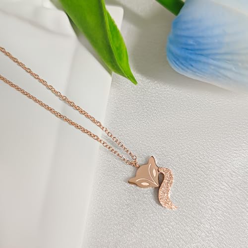 925 Sterling Silver Necklace for Women Trendy, Charming Layered Necklace with Cubic Zirconia Pendant for Her Womens Dainty Diamond Choker Necklaces Holiday Jewelry Gifts for Mom Wife Daughter Lover - color: Fox Necklace-Gold04