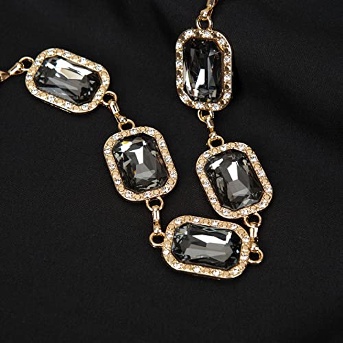 ILuvatar Green Glass Diamond Chain Belt - Metal Women's Western Style Dress Belt - color: Gold-s-black