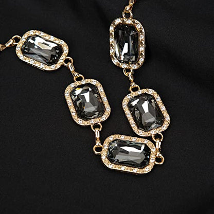 ILuvatar Green Glass Diamond Chain Belt - Metal Women's Western Style Dress Belt - color: Gold-s-black