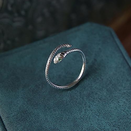 Gothic Silver Snake Ring Set - Open, Adjustable, Stacking Midi Index Finger Rings for Women and Girls (2 Pcs) - style: style-2