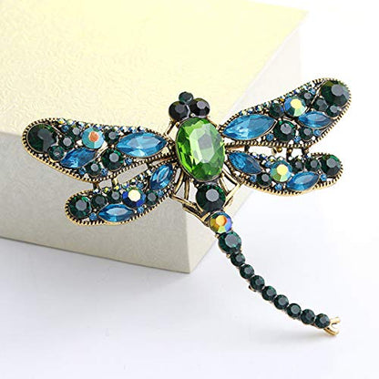 seven wolves Women's Austrian Crystal Brooch Wedding Flower Leaf Bouquet Brooch - color: Blue Green