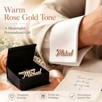 Custom Name Cufflinks for Men, Personalized Cuff Links with Raised Script Monogram, Wedding Cufflinks for Groom Groomsmen Best Man Father of Bride Husband Dad Anniversary Birthday Gifts - color: CC