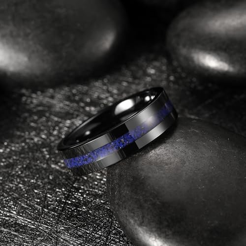 King Will Wood Wedding Band Wood Inlay for Men - color: Black-6mm