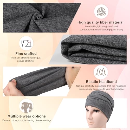DiyJibb Headbands for Women, 7PCS Wide Cloth Hair Bands for Workout, Yoga, Skincare & Daily Wear, Soft & Stretchy - color: Black, white,dark grey, light grey