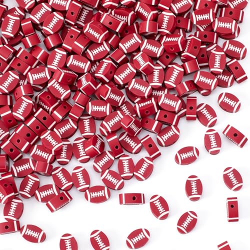 300Pcs Football Color Oval Loose Beads for Jewelry Making, DIY Crafts and Handicrafts - color: Football Color