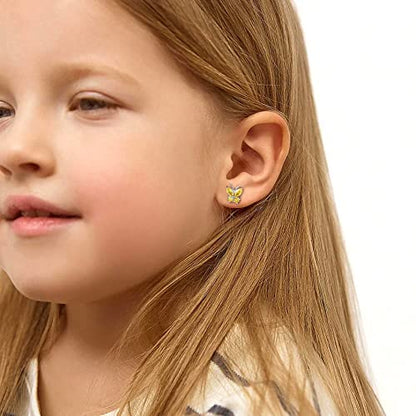 Bestyle Gold Butterfly Earrings for Women, Dainty Cute Birthstone Studs Hypoallergenic Jewelry, Great Birthday Gift - style: 11.November (Citrine)-STUD
