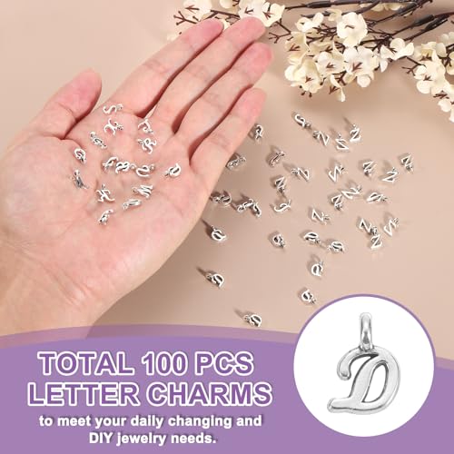 uxcell A-Z Alphabet Charm, Metal Alphabet Letter Charm Initial Charm Pendant Bead for Necklaces Bracelets Jewelry Making Craft - color: Silver D