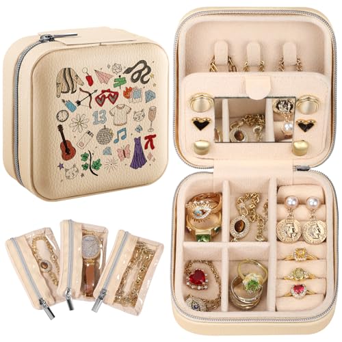 Bistup Travel Jewelry Case - Small Jewelry Organizers and Storage Box for Women Girls Teens Cute Traveling Jewelry Holder with Mirror Little Tiny Compact Modern Unique Aesthetic Pretty, Musician - style: Musician