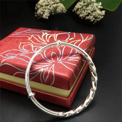 925 Sterling Silver Bangles For Women Handmade Silver Bangles Open Adjustable Bangle Bracelets For Women Silver Open Cuff Bracelets Stackable Wrap Bangles Festival Jewelry Gifts - color: Style 18