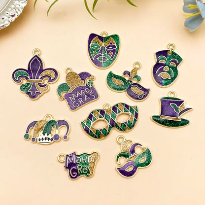 Youdiyla 20pcs Alloy Enamel Martini Grasse Carnival Mardi Gras set Pendant Jewelry Making DIY Keychain Earrings Pendant Various Design Charms for Jewelry Making Bracelets Necklace (SN1102) - color: SN1102