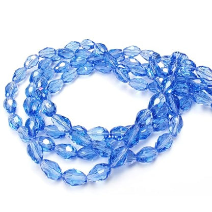 8x12mm Teardrop Glass Beads for Jewelry Making, Vertical Hole Faceted Crystal Prism Beads for Pendants Bracelet Necklace Earring, Light Blue 100pcs - color: Light Blue