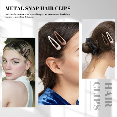 20 PCS Metal Snap Hair Clips Water Drop No Slip Barrettes for Women Bright Small Hair Clips For Thick And Thin Fine Hair,Black Beige Brown,1.97 x 0.5 In. - color: Black Beige Brown