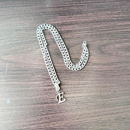 Stainless Steel Initial A-Z Necklace for Men Women,Cuban Chain,Titanium Steel Initial Letter Pendant Charm Necklaces Accessories Jewelry for Woman Man,21 Inch Chain - color: E