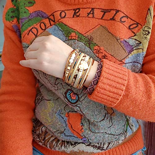 GelConnie Leather Wrap Bracelet Boho Cuff Bracelets Crystal Leather Bracelet Magnetic Multi Strand Bracelets Bohemian Bracelet Leather Wristbands Bangle Jewelry for Women Teen Wife Mother - color: Heart leather bracelet