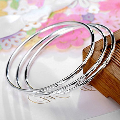 925 Sterling Silver Bangle Bracelet Bangles for Women/Girls | Bangle Bracelets for Women | 925 Sterling Silver Bracelets for Women | Dainty Bracelets - size: 7CM, style: Carved Bangle