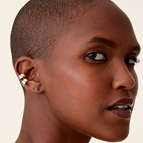 PAVOI 14K Gold Plated 925 Sterling Silver Round Huggie Ear Cuff Earrings for Women | Clip On Cartilage Cuff Earrings - style: Ultra Wide