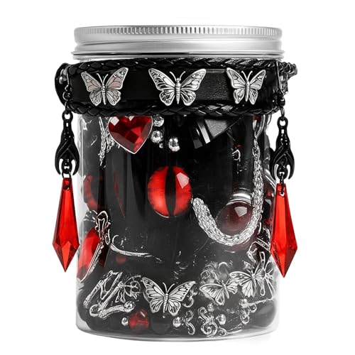 SMUOBT Mystery Jewelry Jar Bundle - Surprise Vintage Jewelry Box for Women,Gift Jewelry Set (Necklace, Earrings, Rings,Kracelet,Keychain) - Unique Birthday Gift for Women - color: gothic