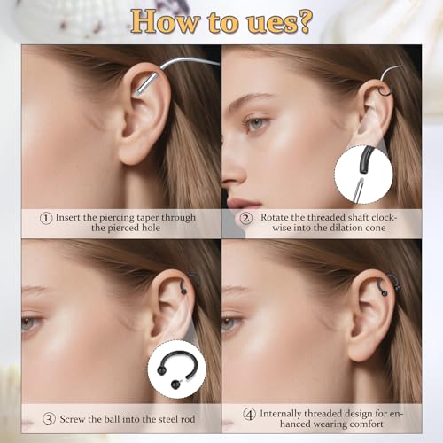 D.Bella 16G Horseshoe Septum Ring Surgical Steel Nose Hoop CZ Earring Eyebrow Lip Tragus Helix Daith Piercing Jewelry for Women Men 8-12mm - color: black