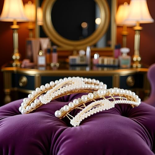 Snap Pearl Hair Clips and Barrettes - Large 3.3 Hair Accessories for Women, Girls, and Children, Ideal for Daily Styling or Party Wedding