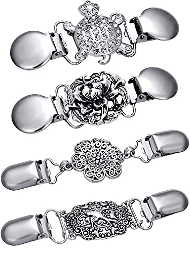Jetec 4 Pieces Vintage Sweater Shawl Clips Retro Cardigan Collar Dress Shirt Brooch Clips for Women Wearing, 4 Styles - style: Retro