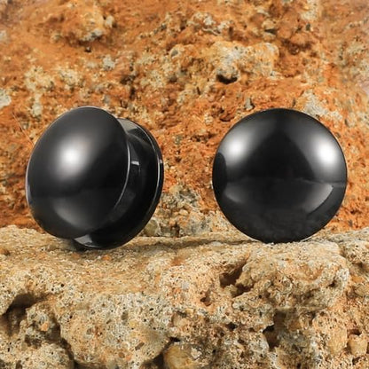 Casvort 2 PCS Hypoallergenic 0G-1" Cute Timeless Smooth Ball Screw Ear Gauges 316 Surgical Stainless Steel Fashion Ear Gauges Earrings Expander Women Piercing Body Jewelry - color: Black, size: 6 mm