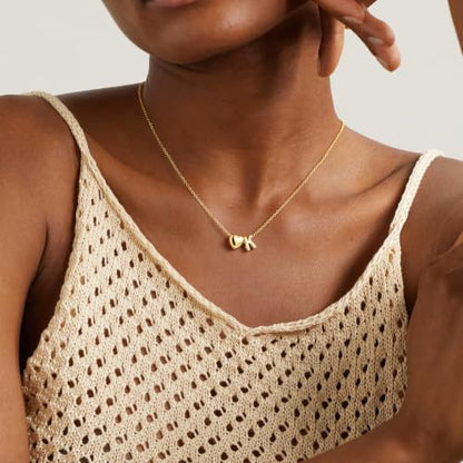 M MOOHAM Heart Initial Necklaces for Women Girls Gifts Letter A-Z Necklace | 14K Gold-Plated, Heart Letter Necklace for Kids Jewelry, Teen Girl Gifts, Initial Necklace, Birthday Gifts for Women Girls - color: A'